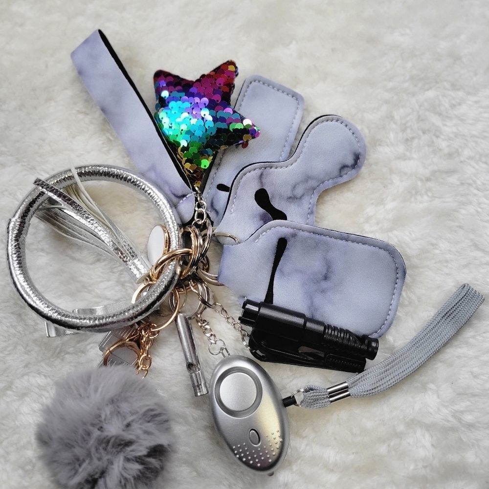 Grey Self-defense keychain set- grey sky design